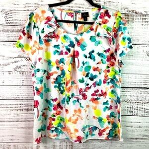 WORTHINGTON SIZE XL MULTICOLOR TOP FLORAL BLOUSE FALLβ NWT SPRING SUMMER